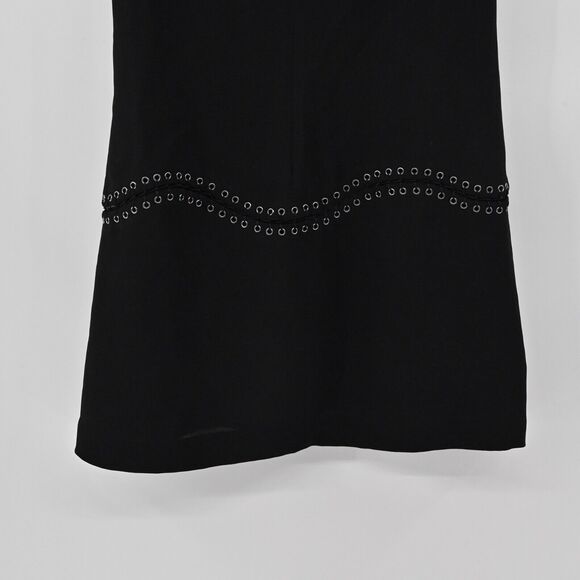 RAMY BROOK Dress Sz 2 Black Grommet Lace Up Drop Waist V Neck Shift Sleeveless - Picture 7 of 12